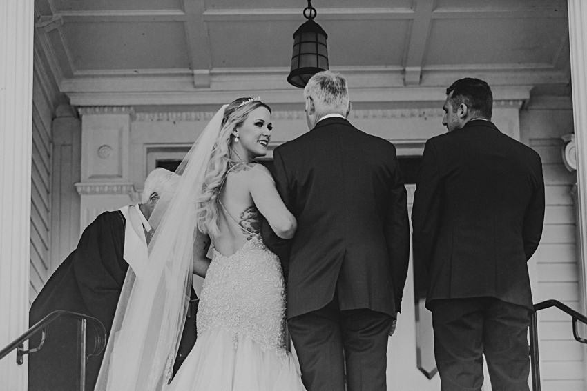 Black and White Father Daughter Wedding Portrait