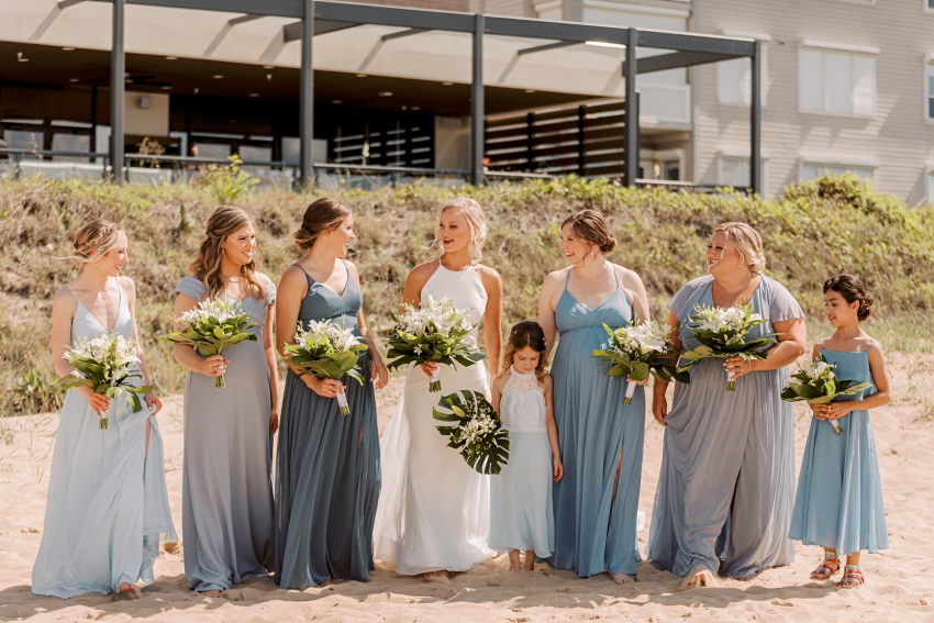 bride with bridesmaids by sharon elizabeth co