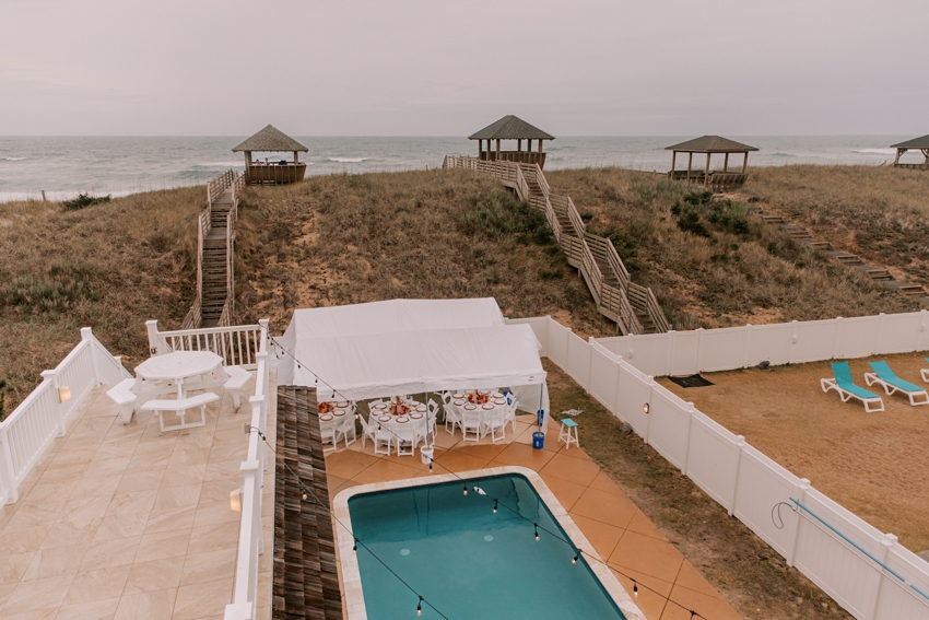 beach house with pool overlooking sand dunes of Kill Devil Hills beach