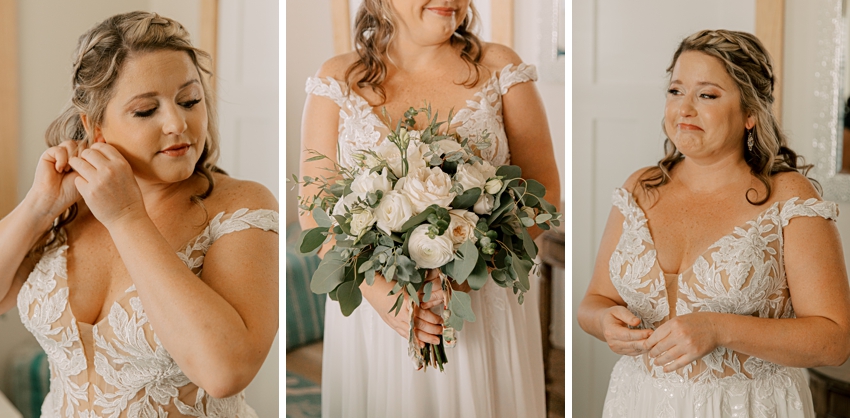 bride prepares for beach wedding in Outer Banks 