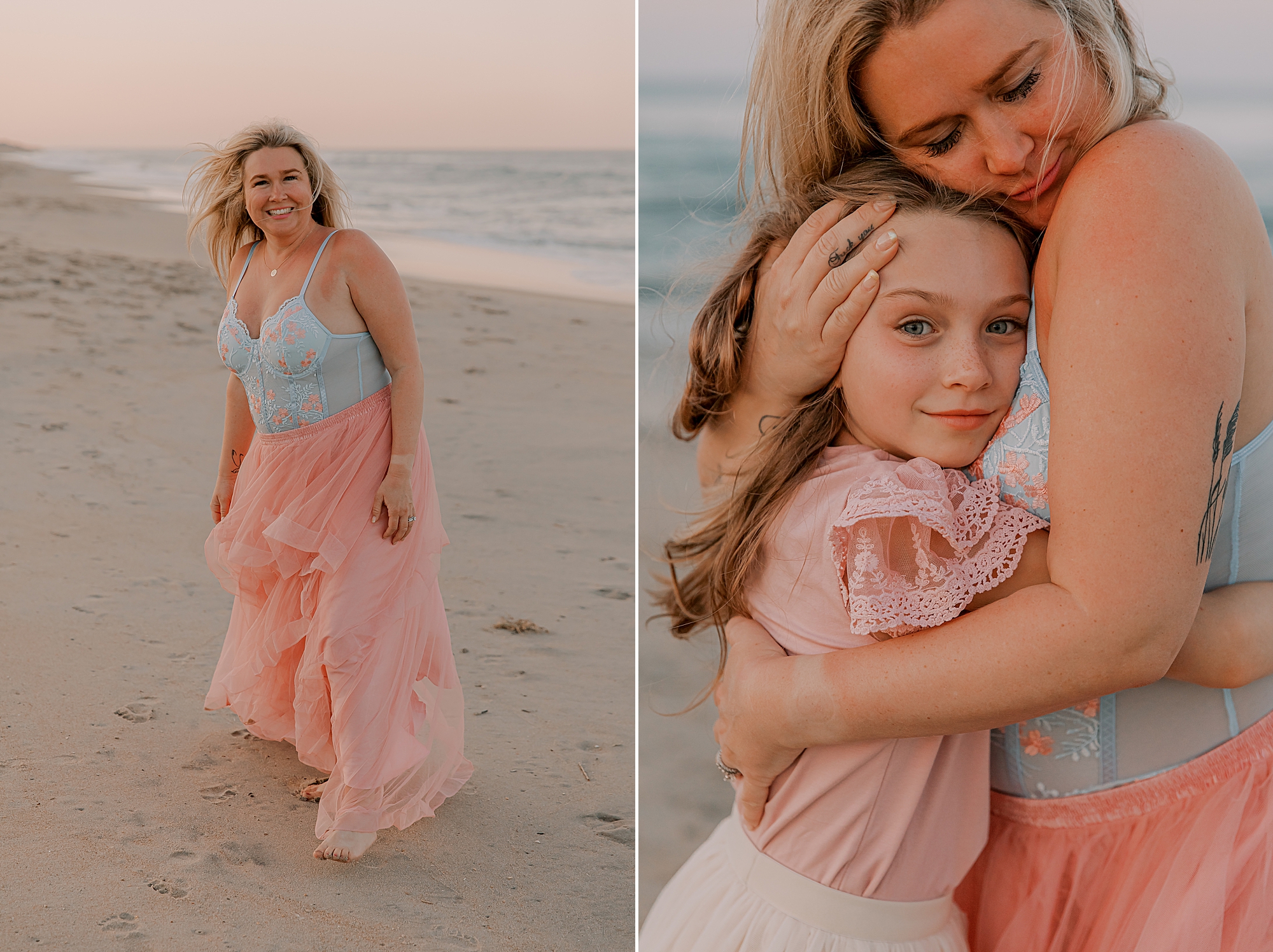 mom hugs daughter to her chest in nags head nc