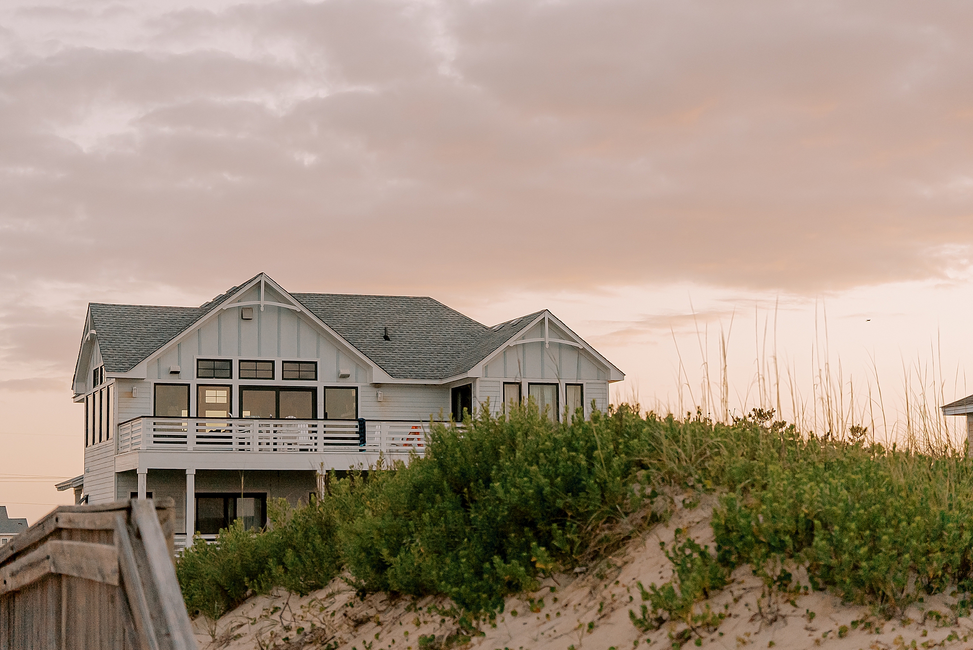 beach house in kitty hawk nc at sunset 