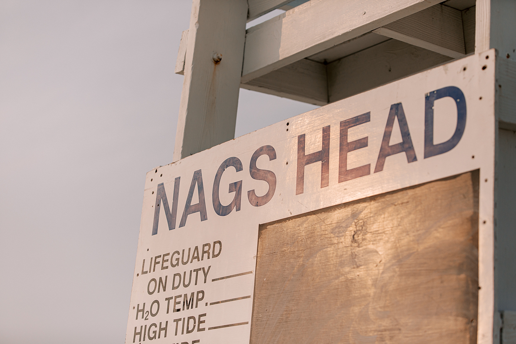 nags head lifeguard chair sign on the beach