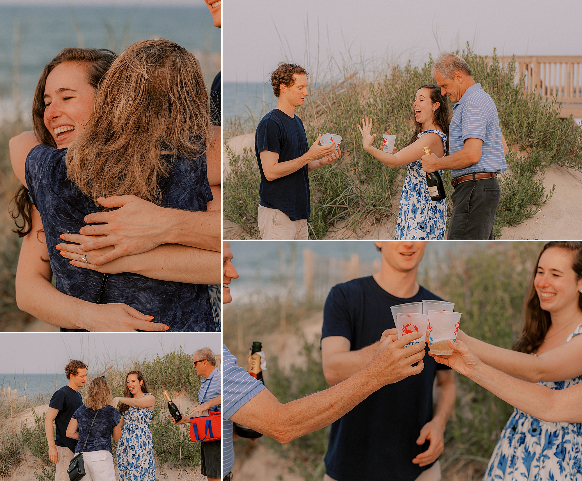 parents greet couple after surprise proposal on the outer banks
