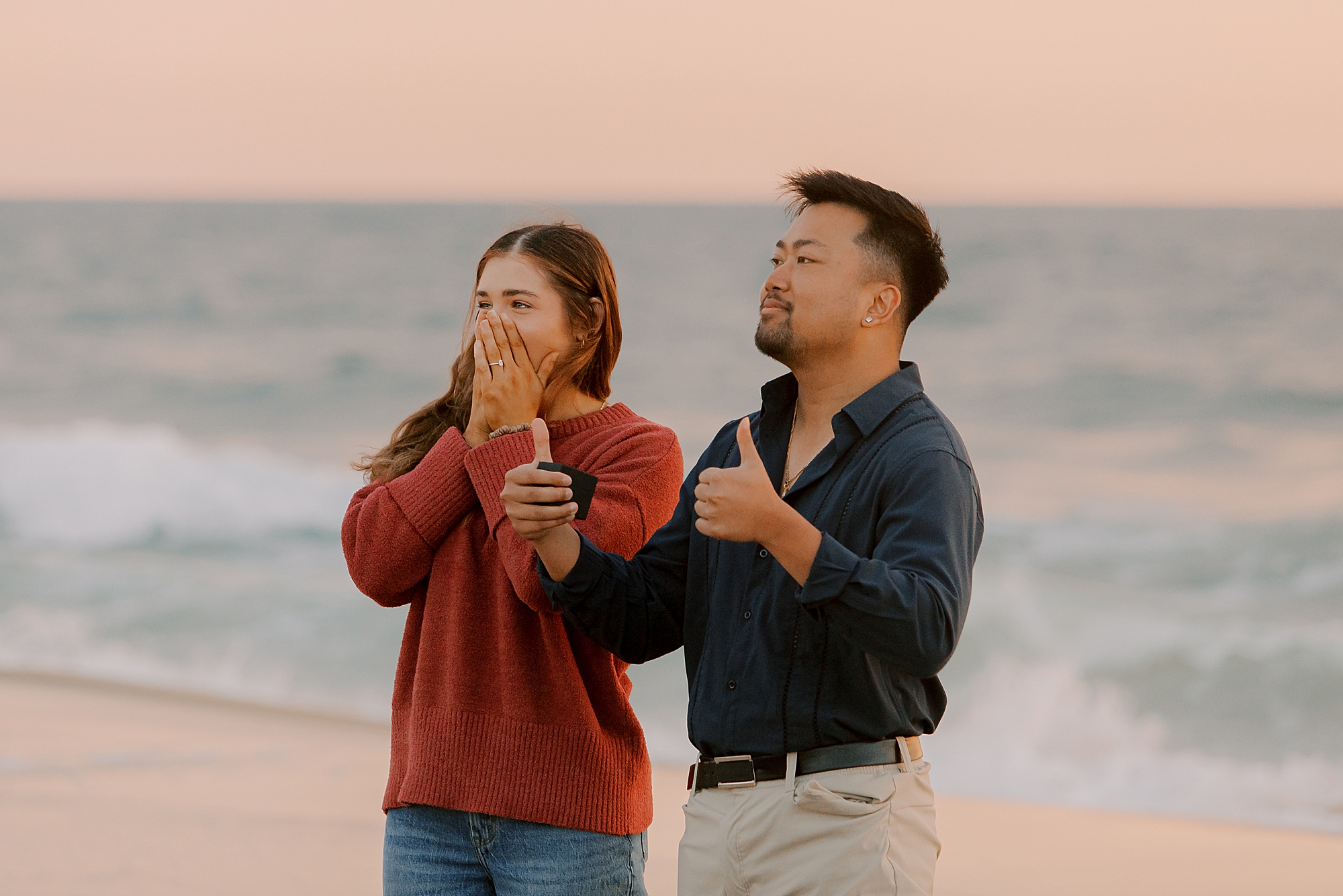 woman reacts to nags head beach proposal