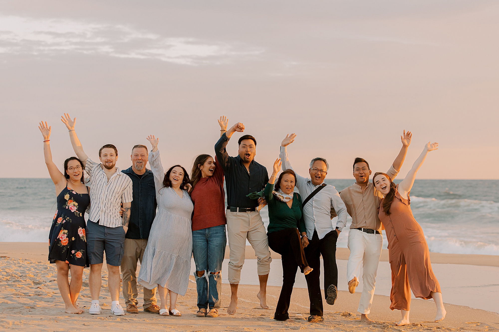 family cheers after nags head beach proposal