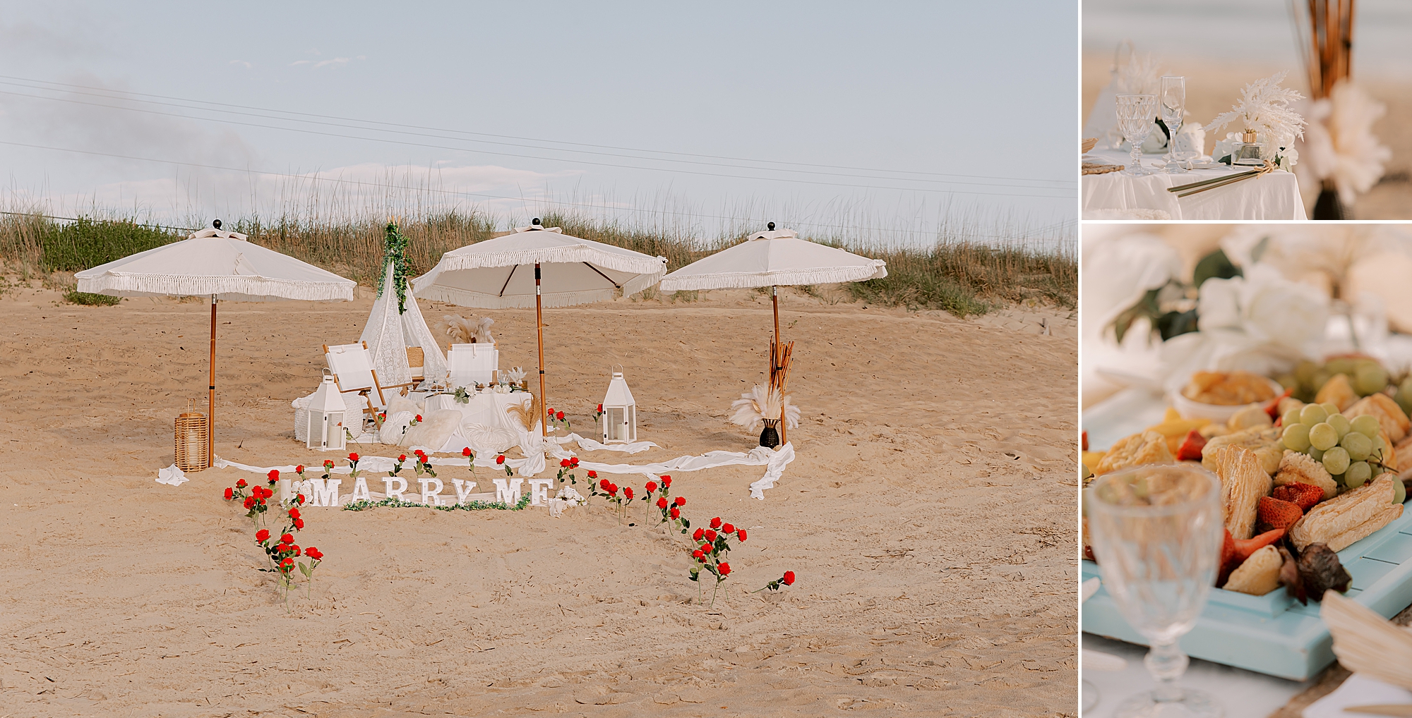 luxury picnic on kitty hawk beach by OBX pop up picnics 