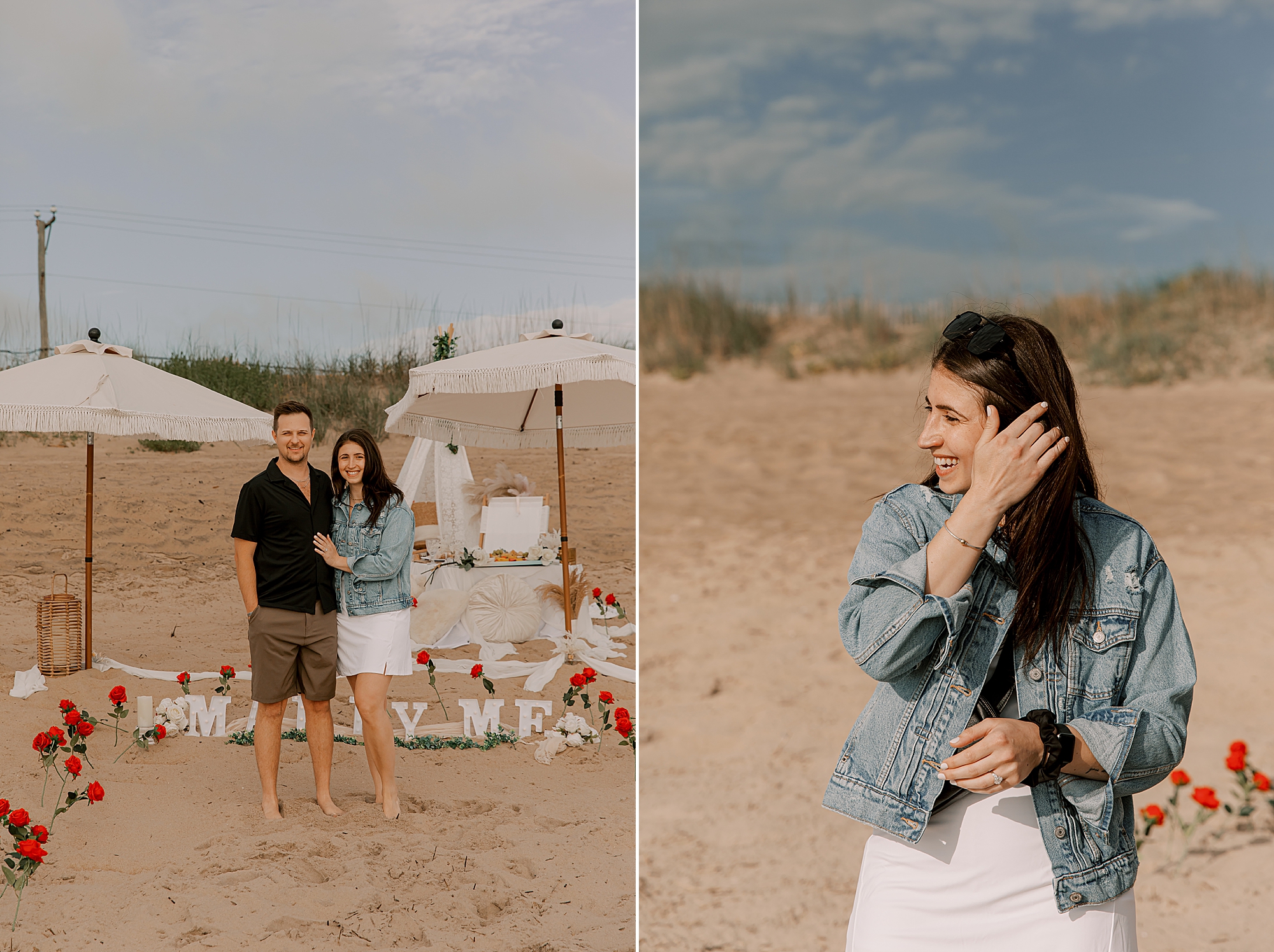 woman pushes hair behind her ear on the beach 